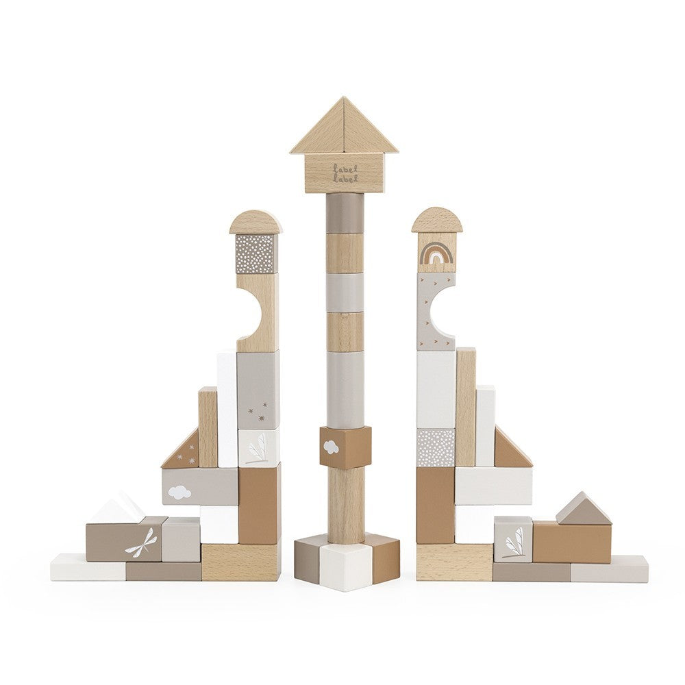 Bloques de madera 50 piezas nougat Label Label