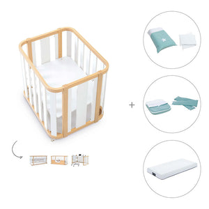 Minicuna-cuna-cama-escritorio (4en1) madera/gris · Crea Plus Tres