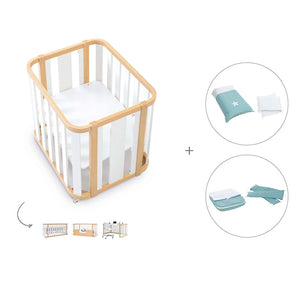 Minicuna-cuna-cama-escritorio (4en1) madera/gris · Crea Plus Tres