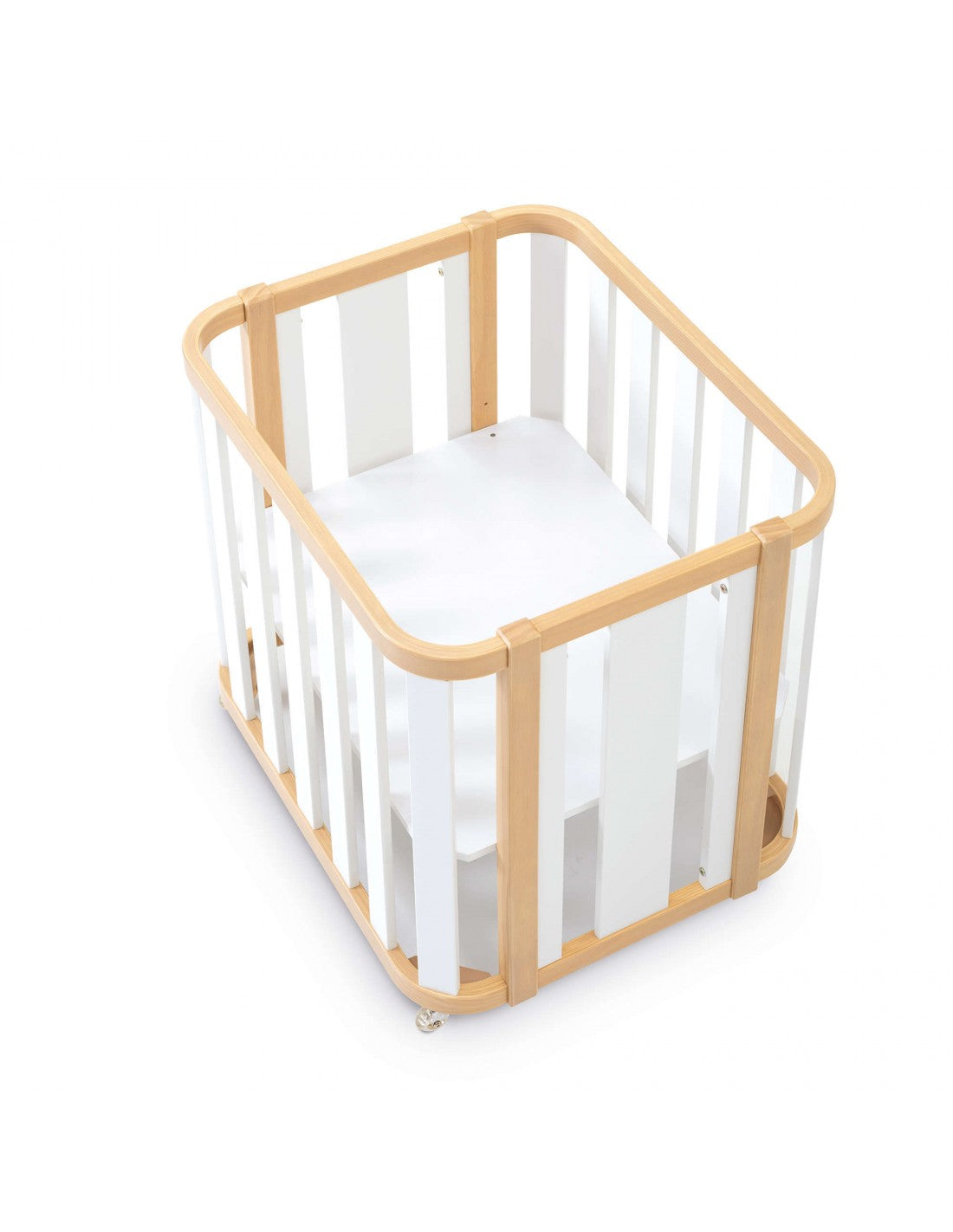 Minicuna Alondra Crea Plus Uno madera blanco + Colchón + Textiles (Producto Exposición)