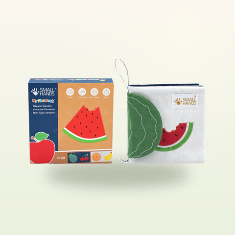 Libro sensorial Small Hands Frutas exóticas de My First Book — libro y presentación