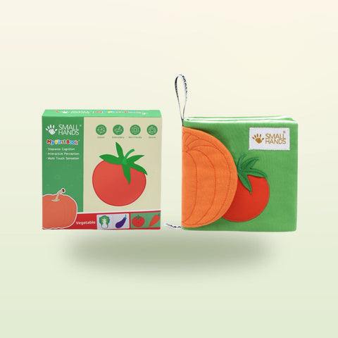 Libro sensorial Small Hands Verduras de My First Book — libro y presentación