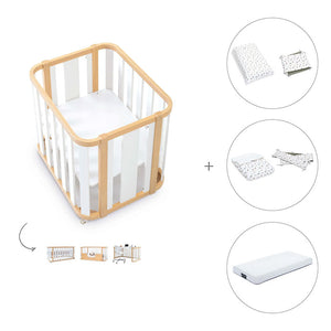 Minicuna-cuna-cama-escritorio (4en1) madera/blanco · Crea Plus Tres