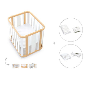 Minicuna-cuna-cama-escritorio (4en1) madera/blanco · Crea Plus Tres