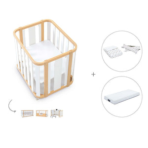 Minicuna-cuna-cama-escritorio (4en1) madera/blanco · Crea Plus Tres