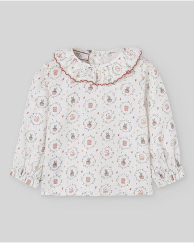 Conjunto de Peto y Blusa Lumbre - Paz Rodríguez - detalle de una de las piezas