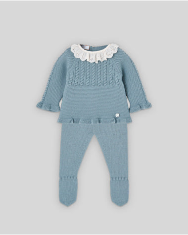 Conjunto de Jubón y Polaina Terra Azul Mineral - Paz Rodríguez - conjunto completo