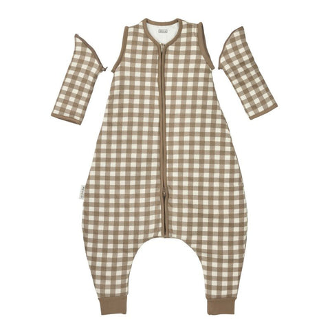 Pijama forrado Meyco Baby Vichy Square Dark Taupe TOG 2,5, 80 cm, vista 2 de la galería oficial.