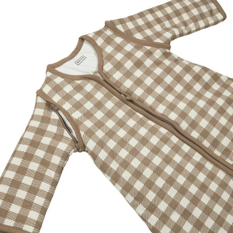 Pijama forrado Meyco Baby Vichy Square Dark Taupe TOG 2,5, 80 cm, vista 3 de la galería oficial.