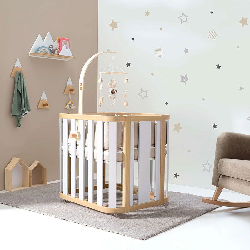 Minicuna-cuna-cama-escritorio (4en1) madera/blanco · Crea Plus Tres · Alondra