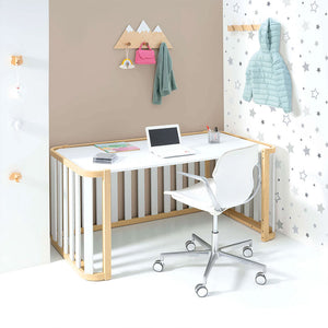 Minicuna-cuna-cama-escritorio (4en1) madera/blanco · Crea Plus Tres