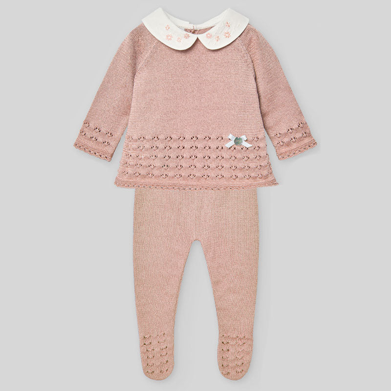 Pack Polaina + Jubon niña c/ cuello bordado "Seran"