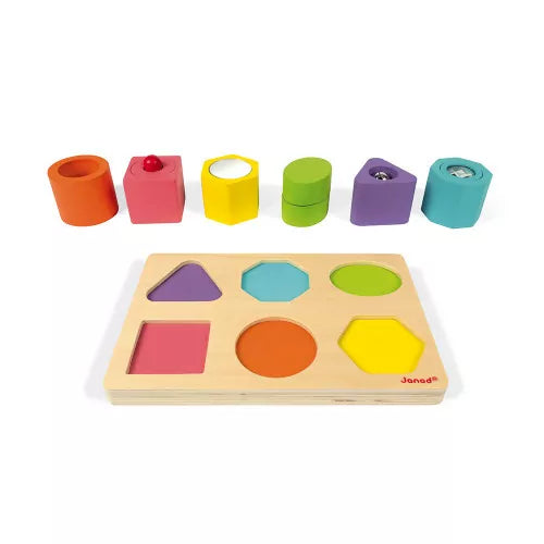 Puzzle con 6 figuras de madera sensoriales Janod