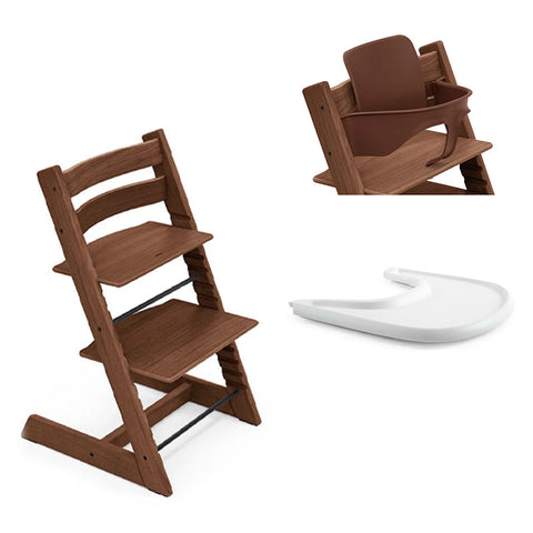 Pack Stokke Tripp Trapp Roble + Baby Set + Bandeja