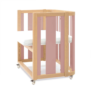 Minicuna de Colecho Ovalada + Colchón 55x70 cm (Madera/Rosa) · Crea Plus Uno