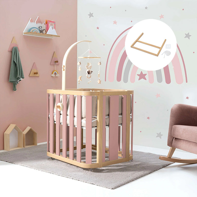 Minicuna de colecho ovalada + colchón 55x70 cm (madera/rosa) · Crea Plus Uno · Alondra