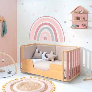 Minicuna-cuna-cama-escritorio (4en1) madera/rosa · Crea Plus Tres