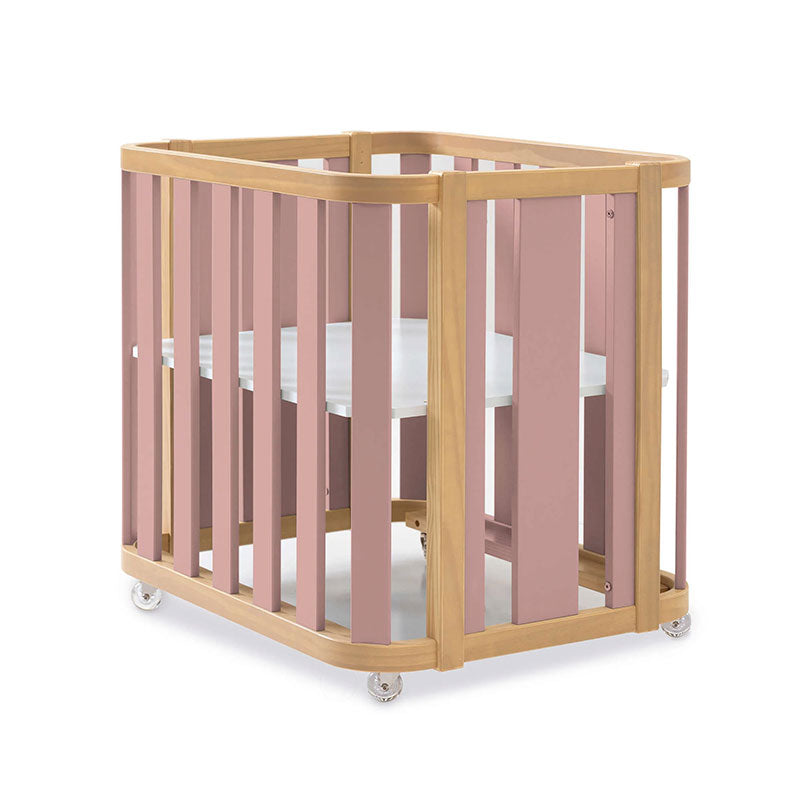 Minicuna-cuna-cama-escritorio (4en1) madera/rosa · Crea Plus Tres · Alondra