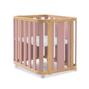 Minicuna-cuna-cama-escritorio (4en1) madera/rosa · Crea Plus Tres