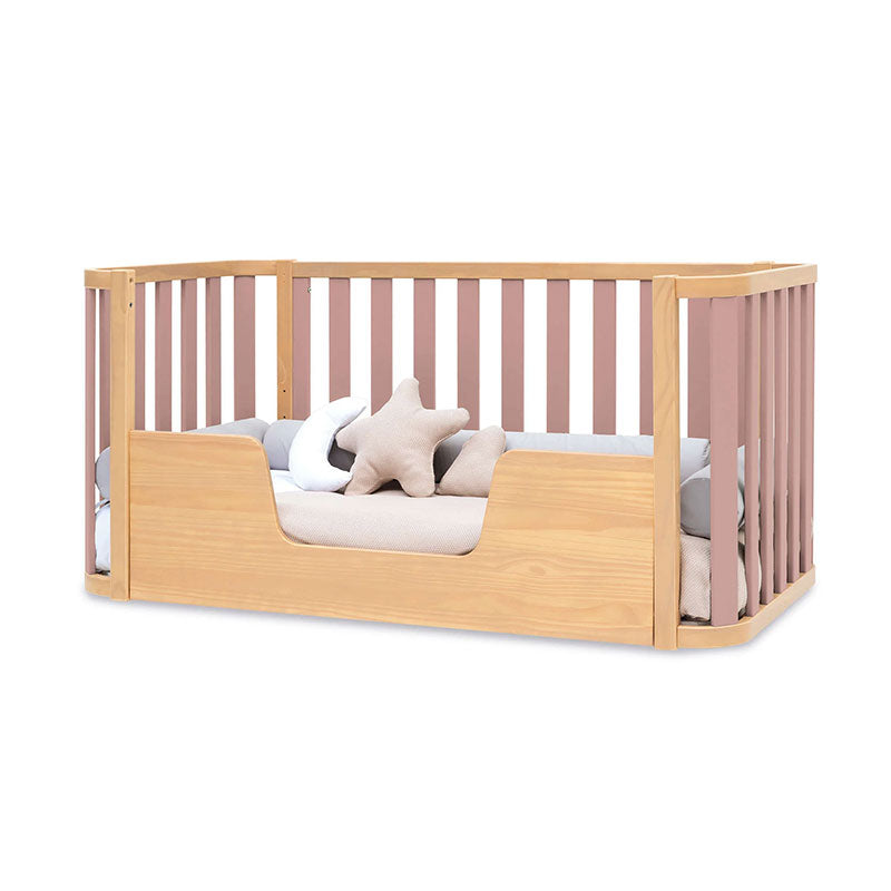 Minicuna-cuna-cama-escritorio (4en1) madera/rosa · Crea Plus Tres · Alondra