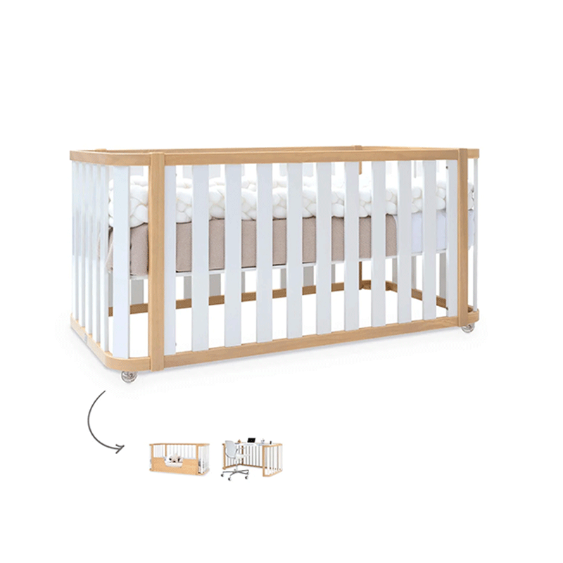 Cuna-cama-escritorio 70x140 cm (3en1) madera/blanco · Crea Plus Dos · Alondra