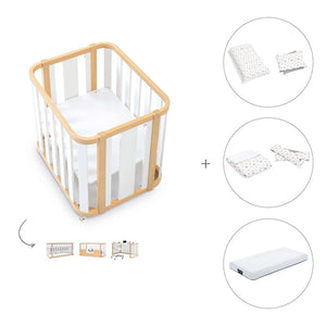 Minicuna-cuna-cama-escritorio (4en1) madera/blanco · Crea Plus Tres