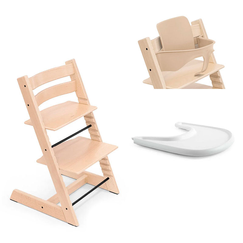 Pack de Trona (Beech) + Baby Set + Bandeja Stokke Tripp Trapp
