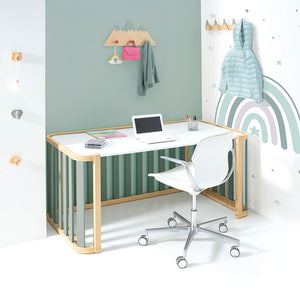 Minicuna-cuna-cama-escritorio (4en1) madera/verde · Crea Plus Tres